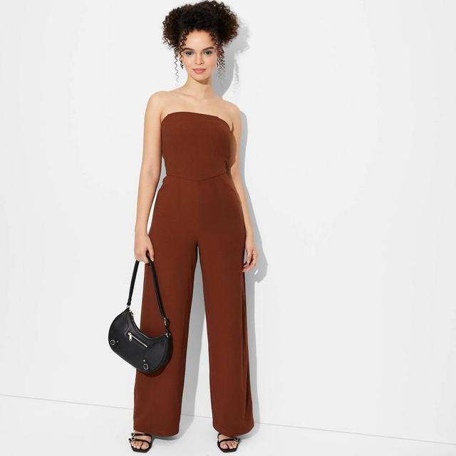 Womens Wide Leg Tube Jumpsuit - Wild Fable Brown Product Image