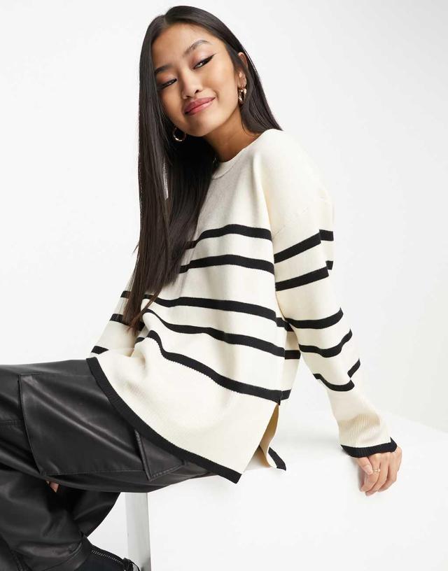 Vero Moda striped sweater in mono Product Image