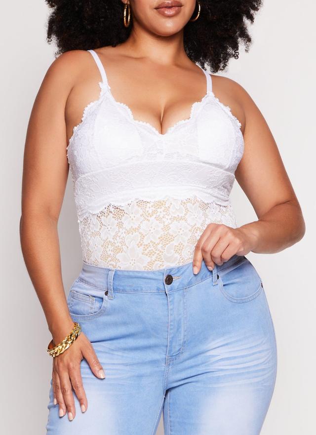 Womens Plus Size Scalloped Lace Plunge Cami Product Image