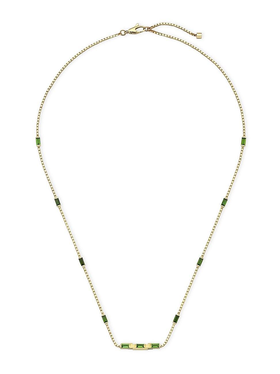 Womens Link To Love 18K Yellow Gold & Green Tourmaline Bar Pendant Necklace Product Image