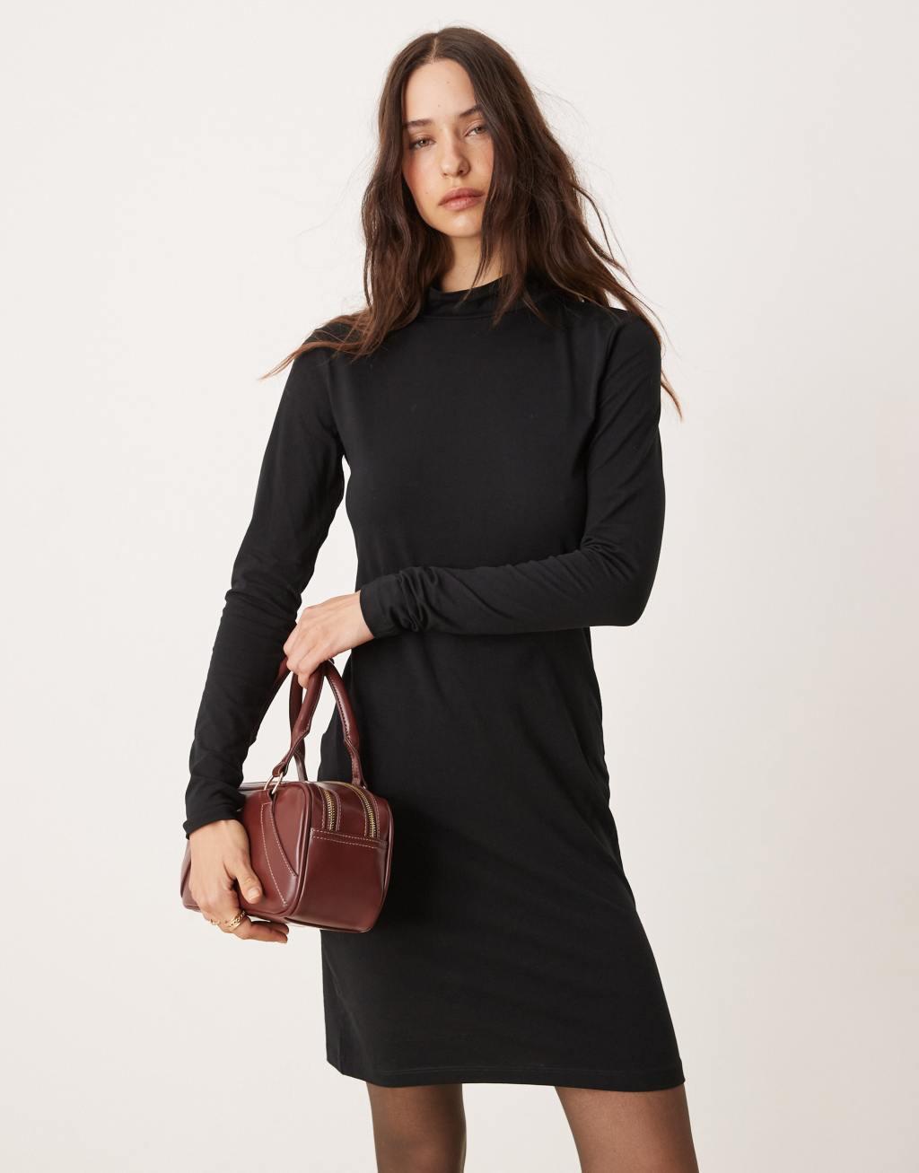 JDY high neck mini dress in black Product Image