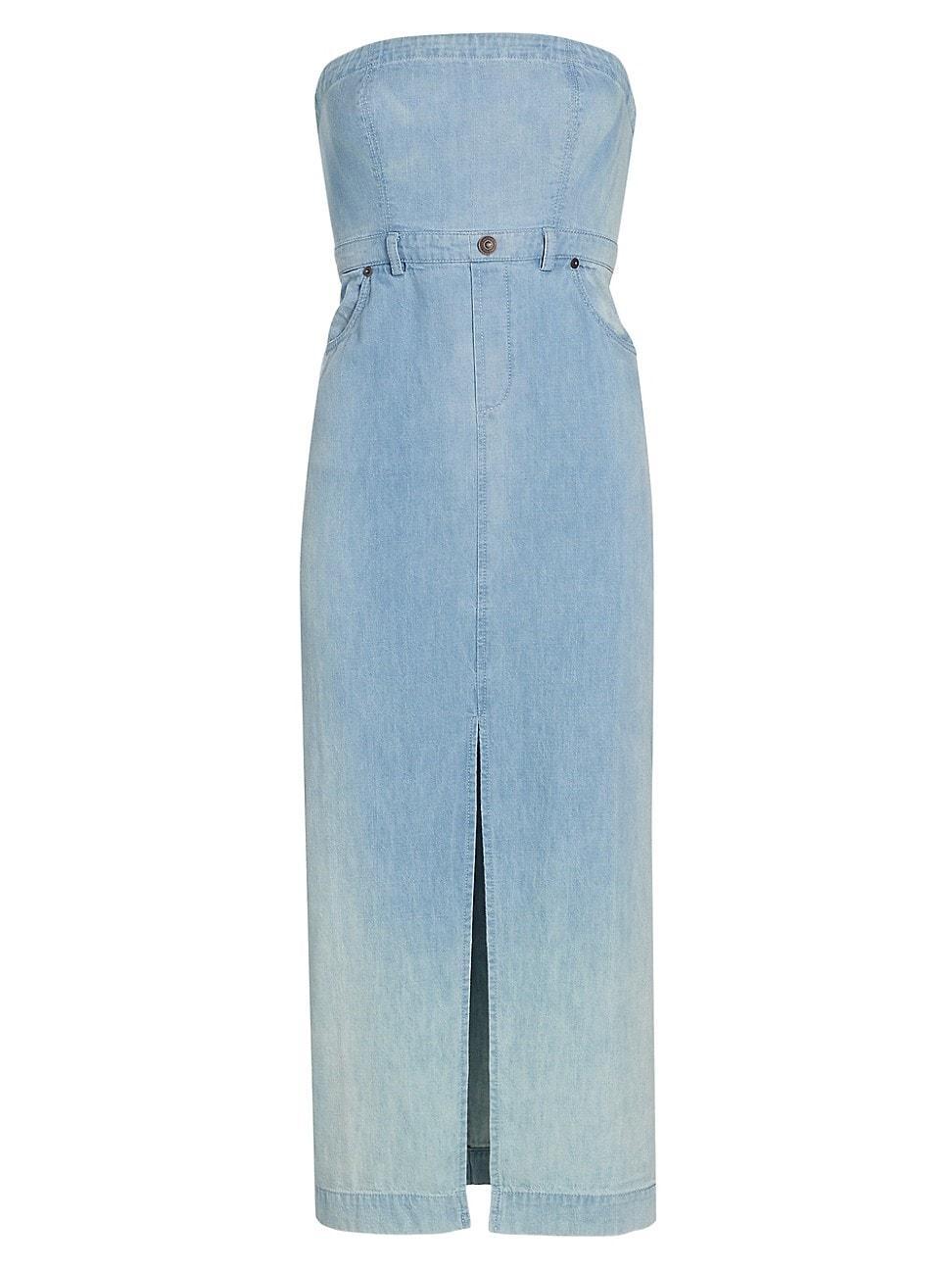 Womens Picture Perfect Ombr Denim Strapless Midi-Dress Product Image