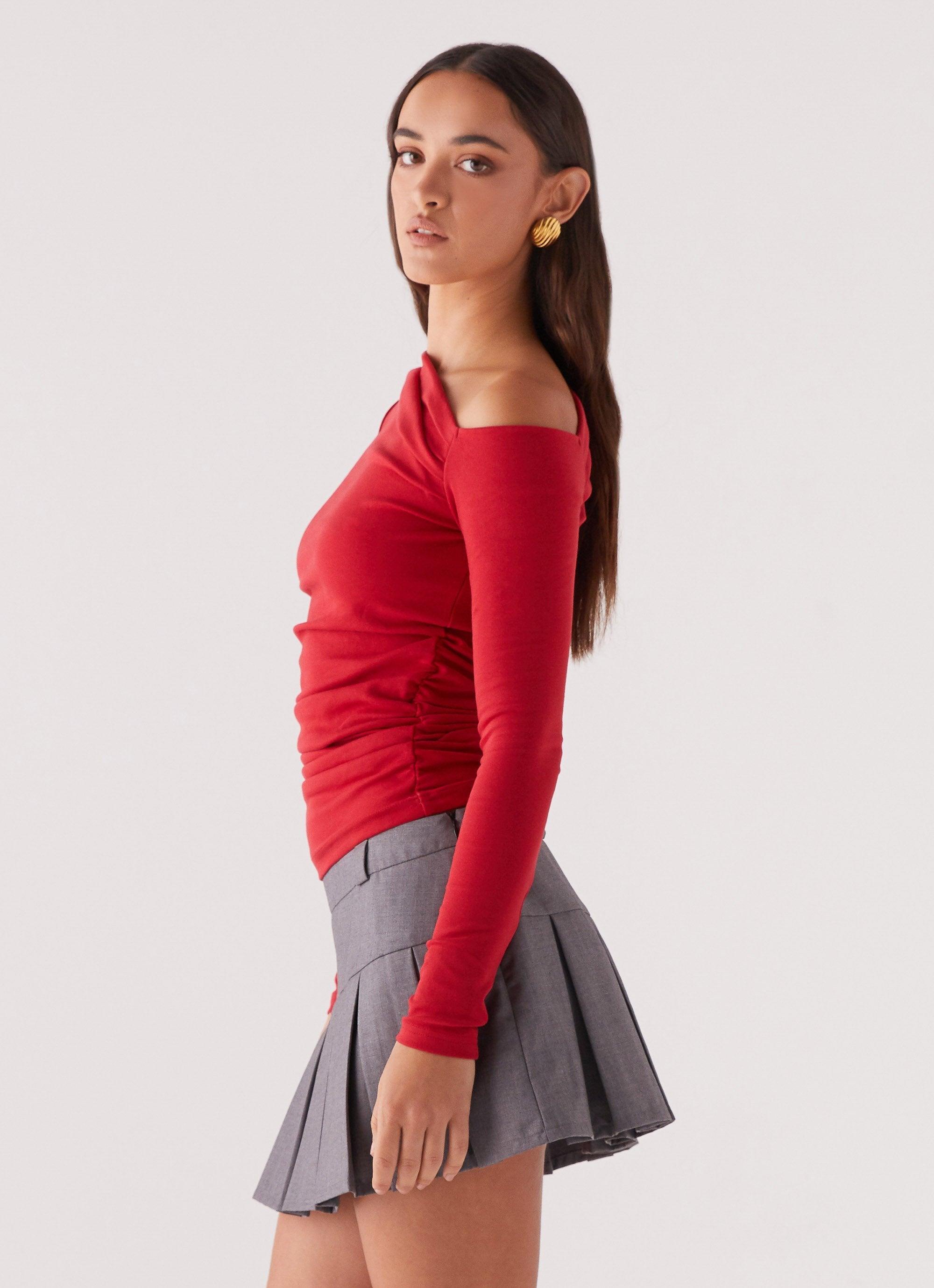 Danica Pleated Mini Skirt - Charcoal Product Image