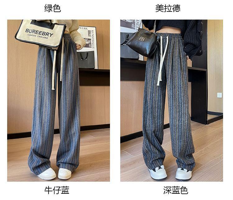 Drawstring Waist Striped Loose Fit Pants Product Image