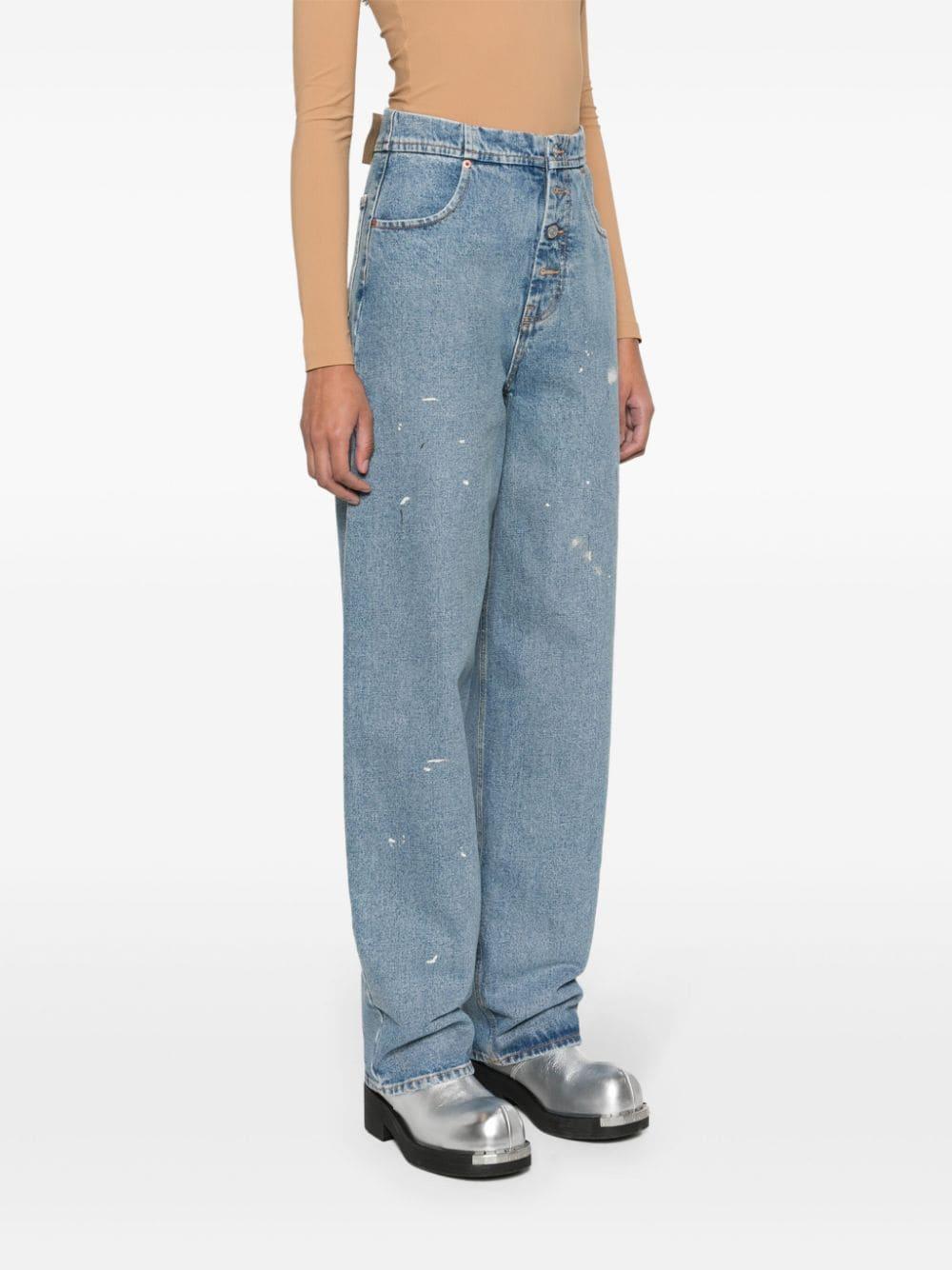 Distressed high-rise tapered jeans Product Image