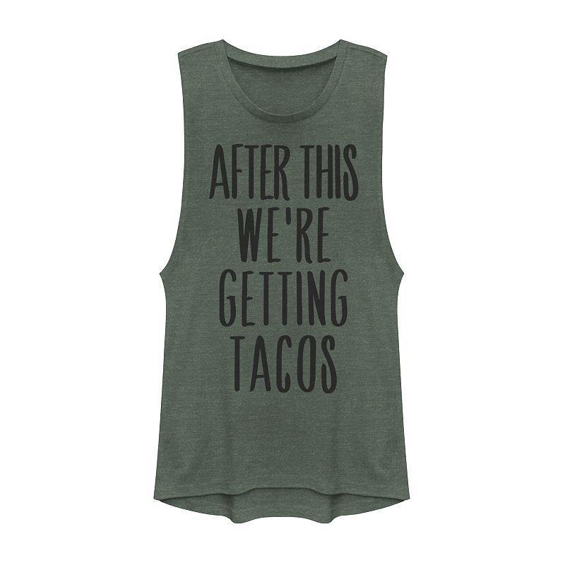 Juniors After This Tacos Muscle Tank Top, Girls Pine Grey Product Image