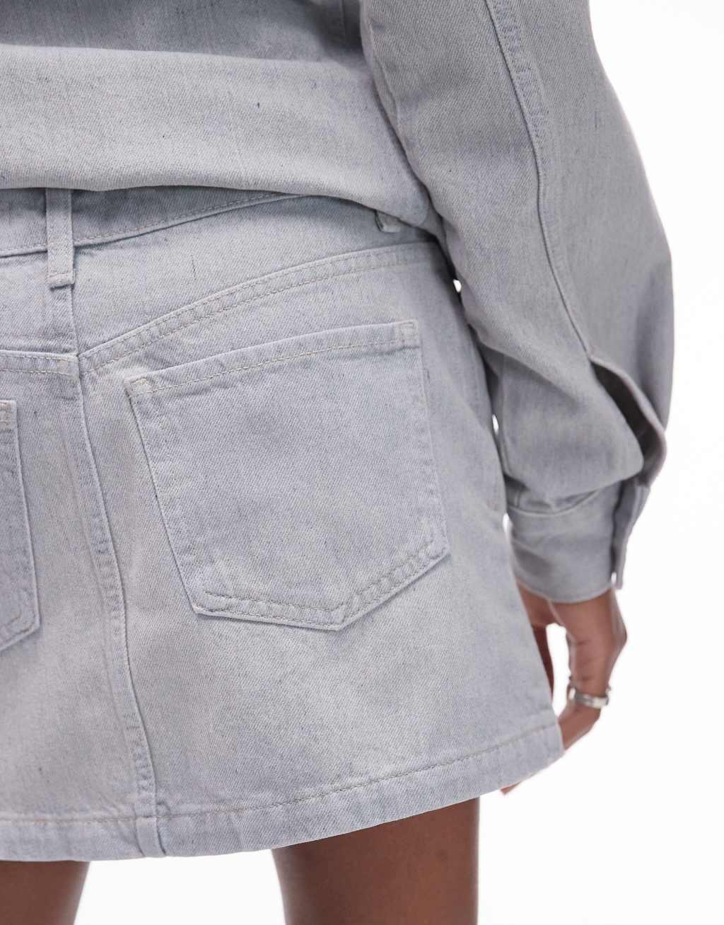 Topshop denim mini pelmet skirt in cloudy blue Product Image