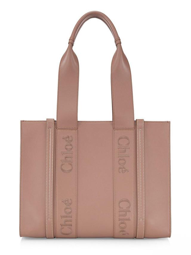 Womens Medium Woody Leather Tote Bag Product Image