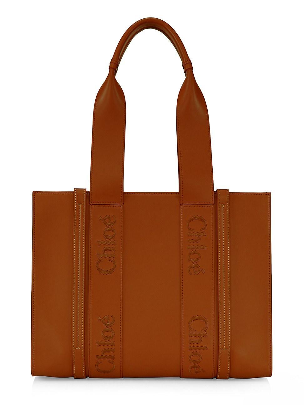 Womens Medium Woody Leather Tote Bag Product Image