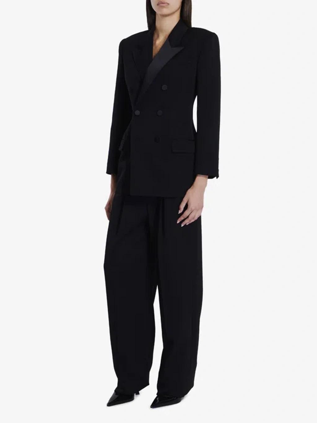 SAINT LAURENT Straight Leg Tailored Trousers In Black Product Image