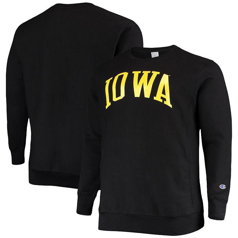 Mens Champion Iowa Hawkeyes Big & Tall Reverse Weave Fleece Crewneck Pullover Sweatshirt Product Image