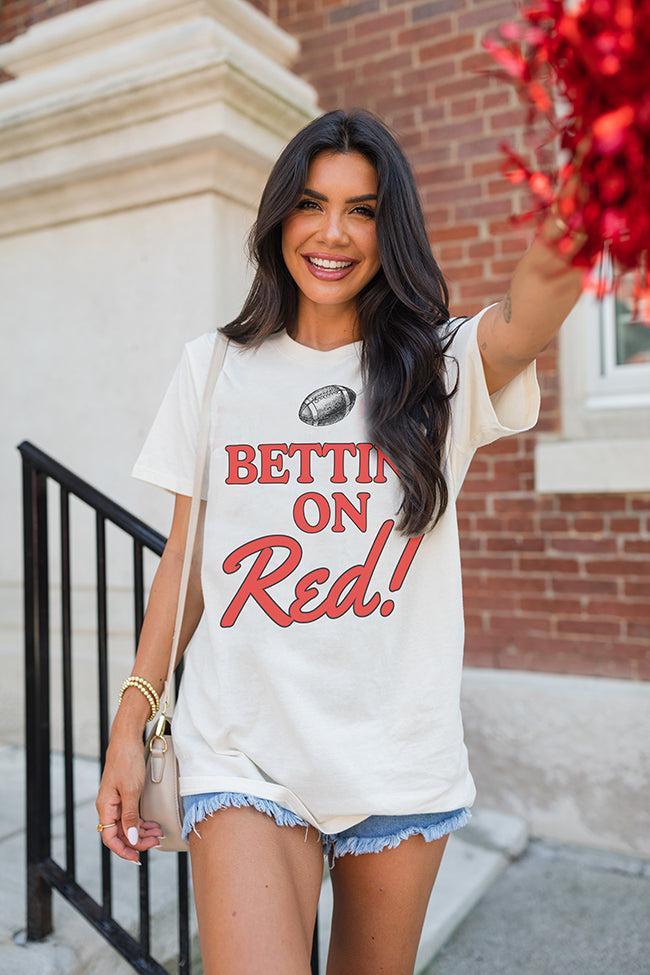 Bettin' On Red Soft Cream Oversized Graphic Tee Product Image