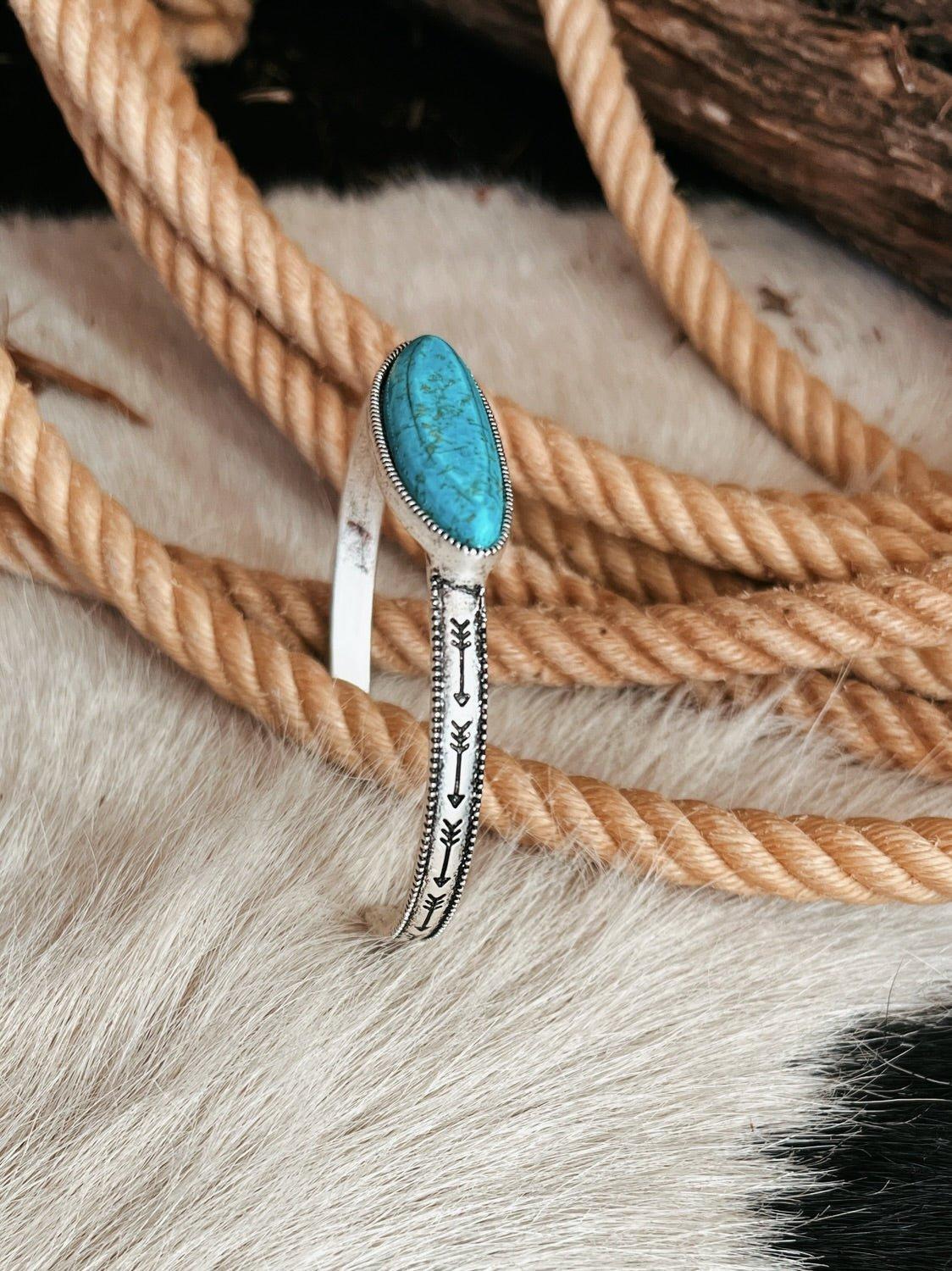 Singular Turquoise Colored Stone Cuff Bracelet Product Image