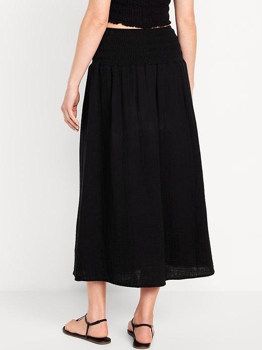 High-Waisted Crinkle Gauze Maxi Skirt Product Image