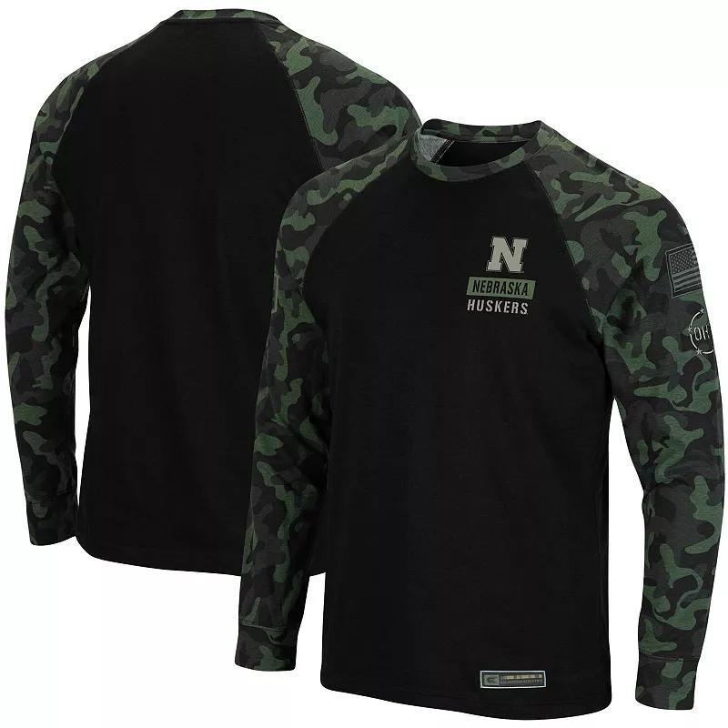 Mens Colosseum Black Nebraska Huskers Oht Military-Inspired Appreciation Big and Tall Raglan Long Sleeve T-shirt - Black Product Image