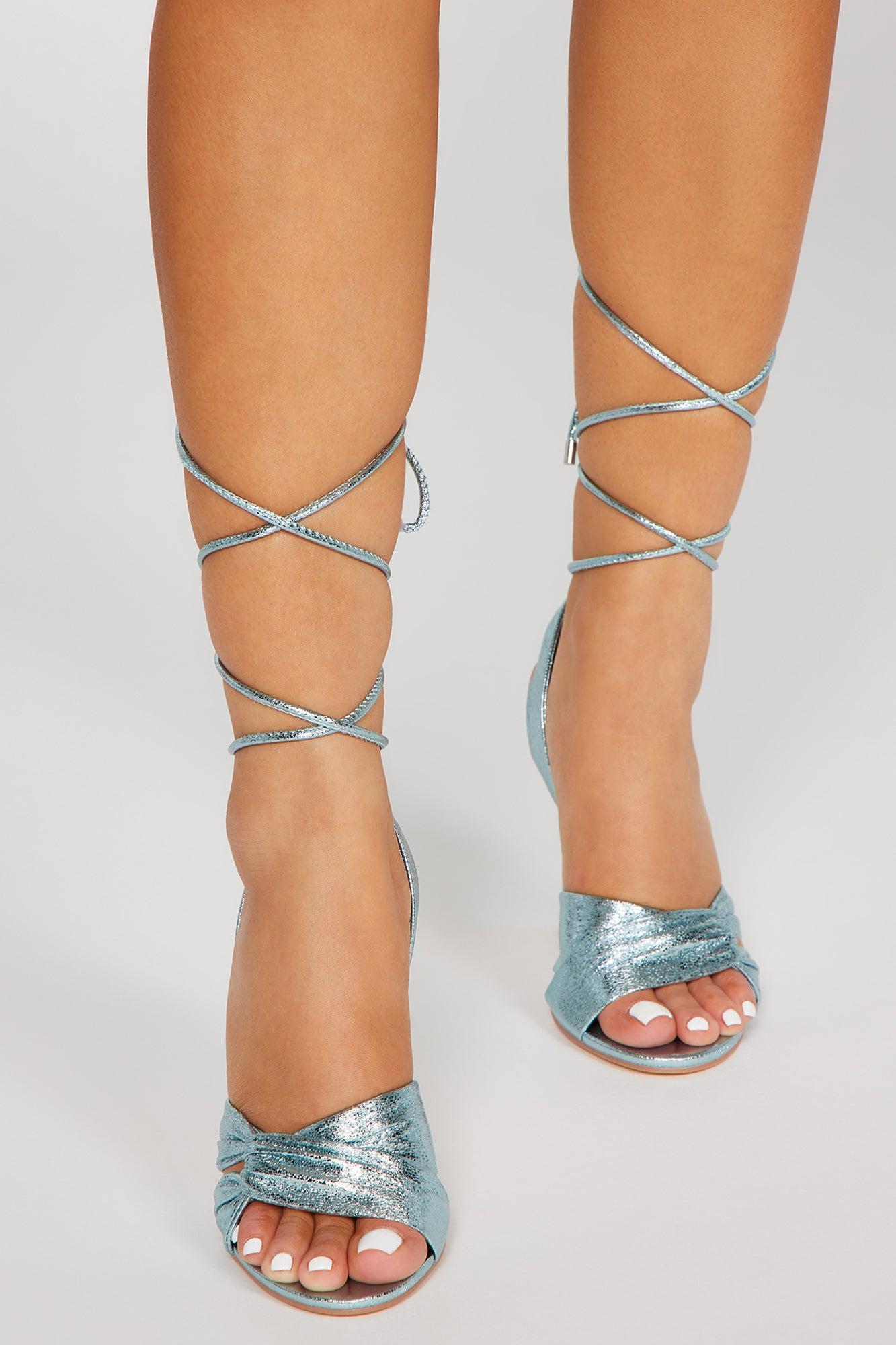 Dance All Night Wrap Up Heels - Blue Product Image