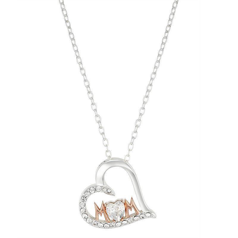 Brilliance Crystal Two-Tone Mom Heart Necklace, Womens Two Tone Product Image