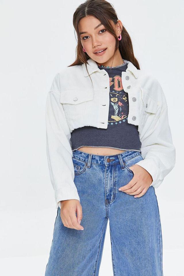 Cropped Frayed Corduroy Jacket | Forever 21 Product Image