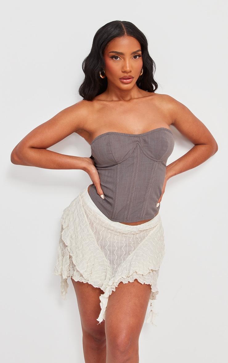 Grey Lace Up Back Cropped Corset Product Image