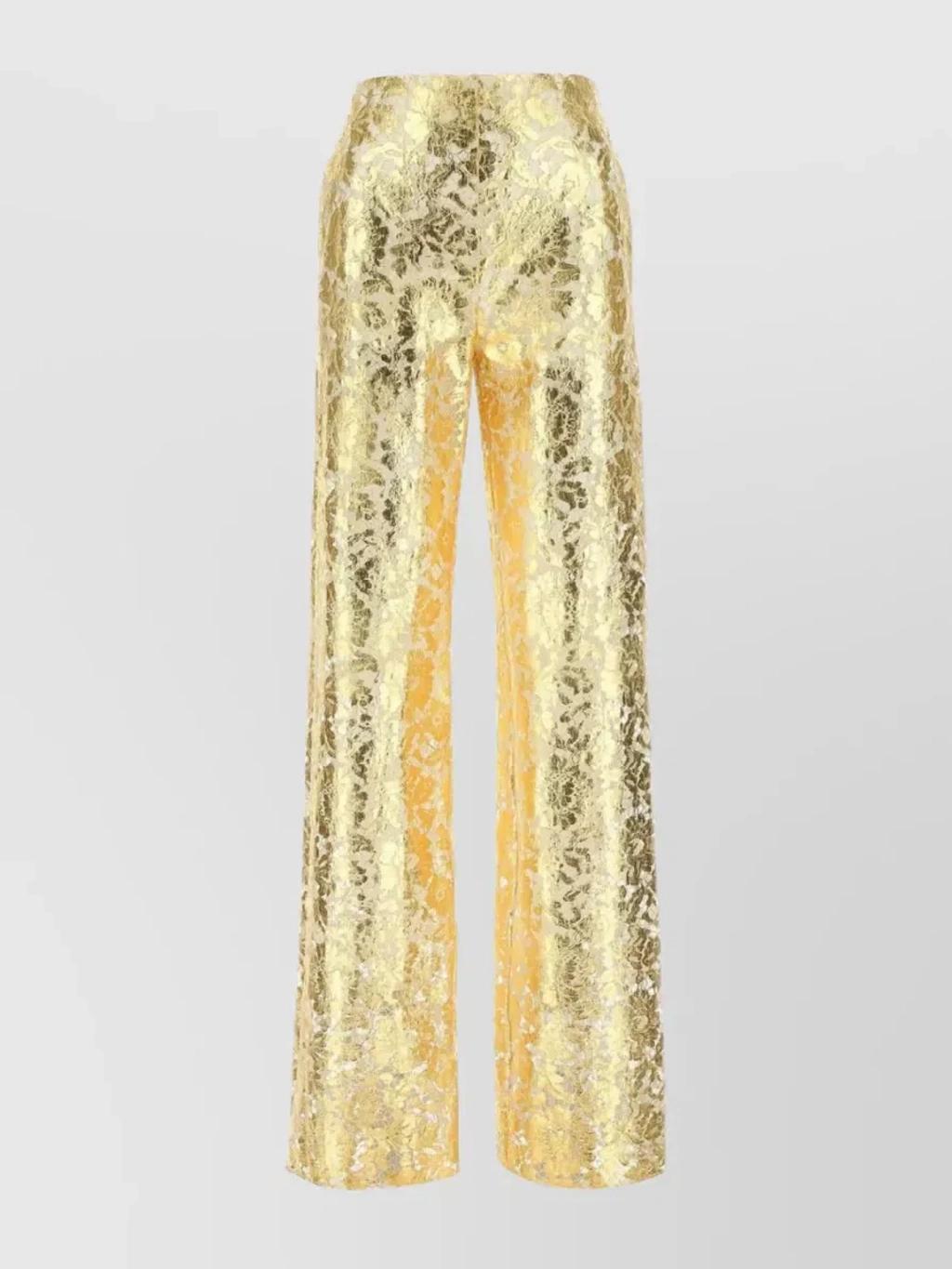 Embellished High-waisted Wide-leg Trousers In Cream Product Image