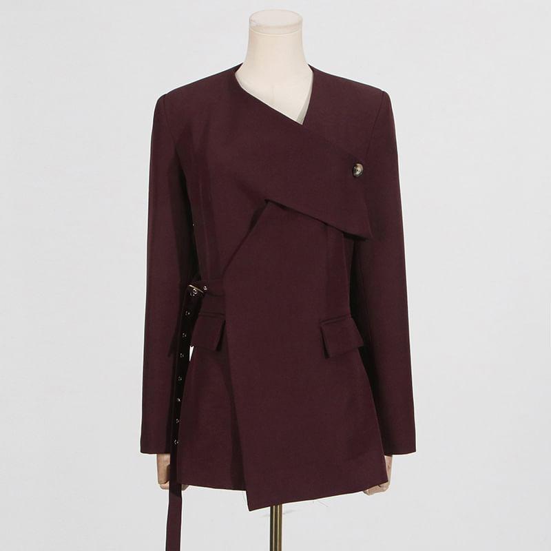 Asymmetrical Plain Buckled Asymmetrical Blazer Product Image