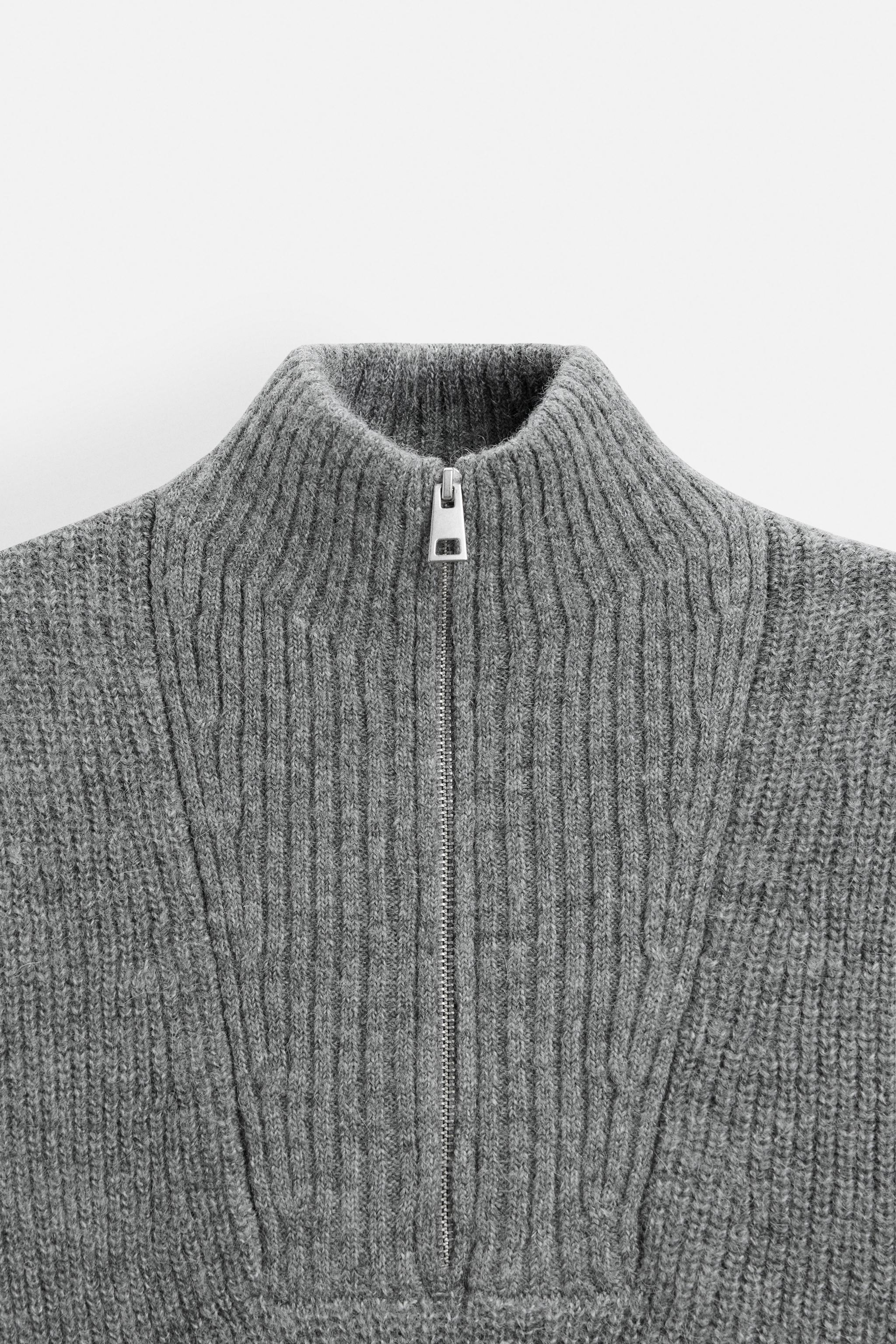 TEXTURED ZIPPERED COLLAR SWEATER Product Image