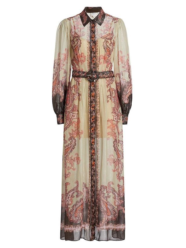 Womens Omya Paisley Print Sheer Maxi Shirtdress Product Image