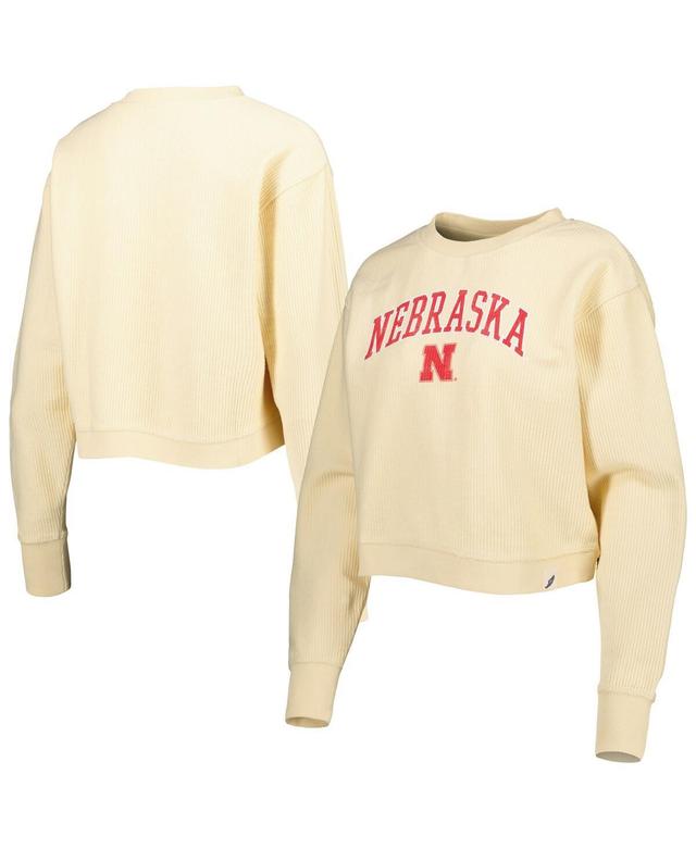 Womens League Collegiate Wear Cream Nebraska Huskers Classic Campus Corded Timber Sweatshirt Product Image