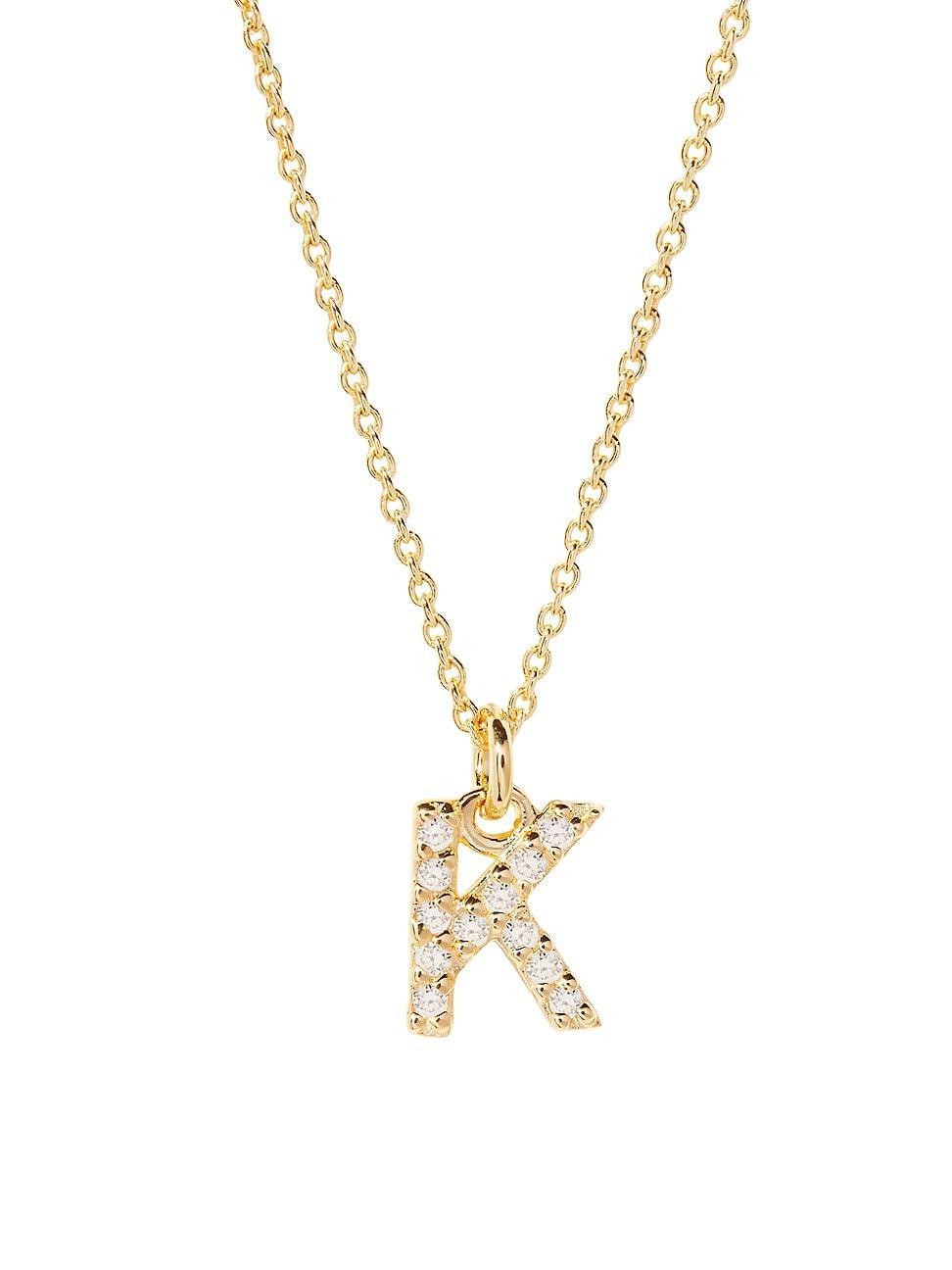 Womens Blaire 14K-Yellow-Gold Vermeil & 0.3-0.11 TCW Diamond Initial Pendant Necklace Product Image