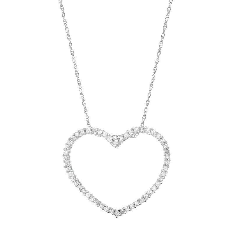 10k White Gold 1/2 Carat T.W. Diamond Heart Pendant Necklace, Womens Product Image