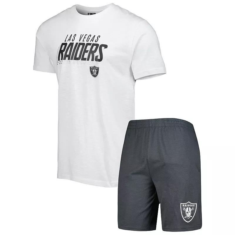 Mens Concepts Sport /White Las Vegas Raiders Downfield T-Shirt & Shorts Sleep Set Grey Product Image