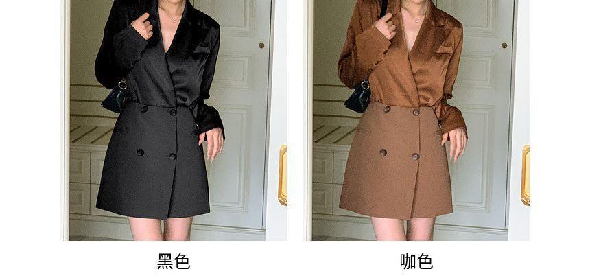 Long-Sleeve Plain Single-Breasted Mini Blazer Dress Product Image