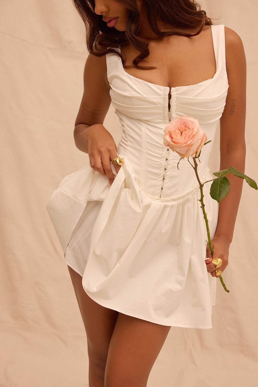 Cupid White Pleated Mini Dress product image