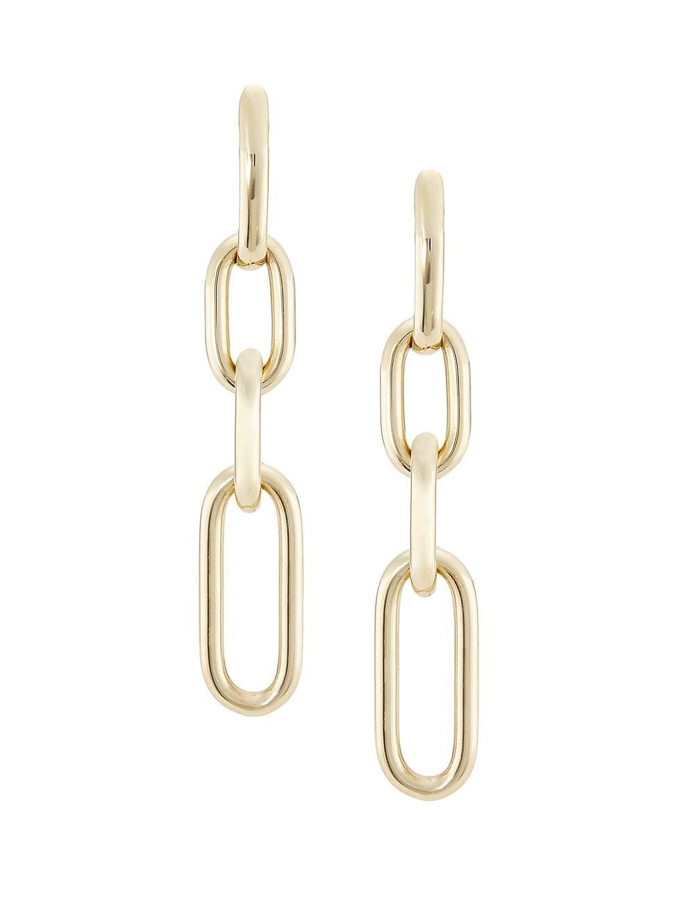 Womens 14K Yellow Gold Oval-Link Drop Earrings Product Image