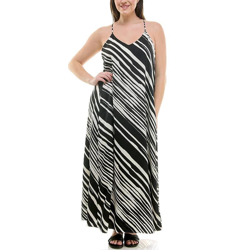 Womens Nicole Miller Sleeveless Flowy Maxi Slip Dress Product Image