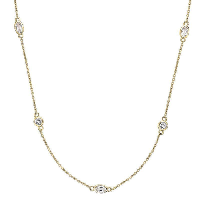 Gemminded 18k Gold Over Silver White Topaz Necklace, Womens Gold Tone Product Image