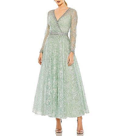 Womens Crystal-Embellished Long-Sleeve Midi-Dress Product Image