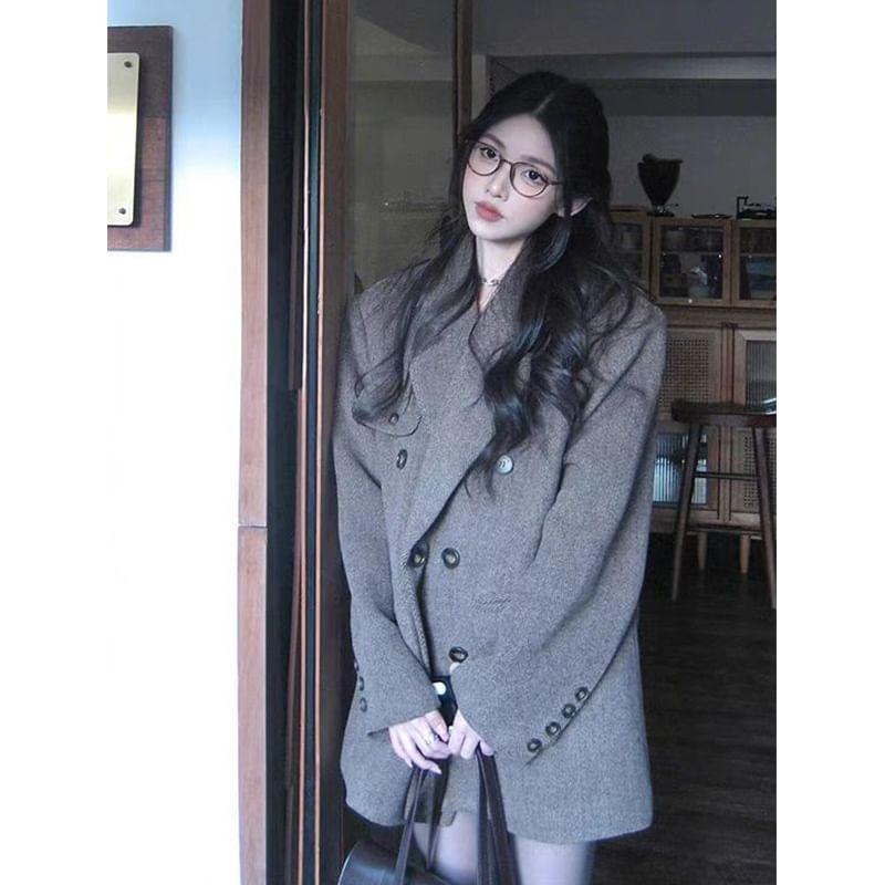 Double Breasted Plain Coat Product Image