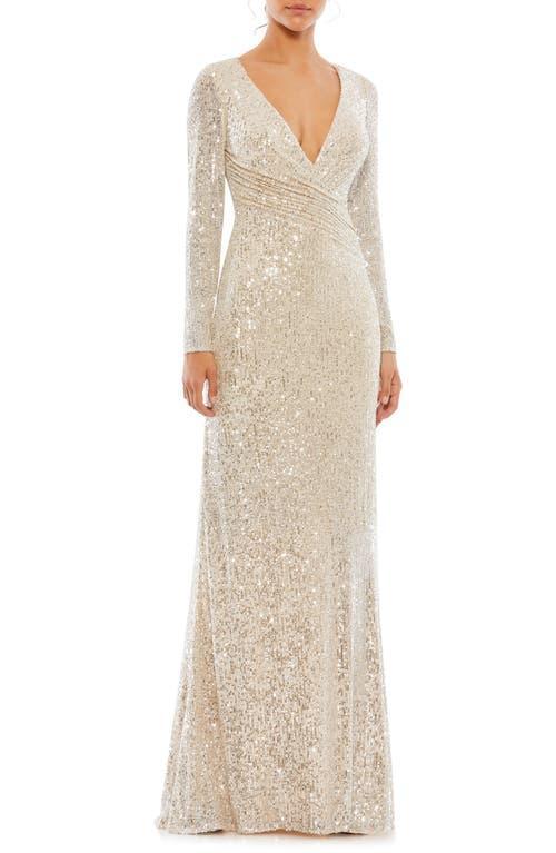 Mac Duggal Sequin Long Sleeve Trumpet Gown Product Image