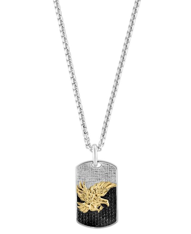 Effy Mens Black Spinel Eagle Dog Tag 22 Pendant Necklace (1-5/8 ct. t.w.) in Sterling Silver & Gold-Plate Product Image