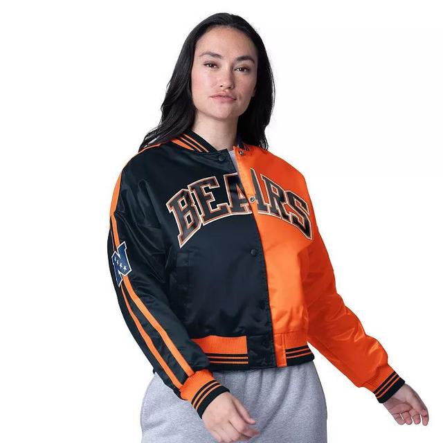 Womens Starter /Orange Chicago Bears Zone Blitz Cropped Full-Snap Satin Jacket Blue Product Image