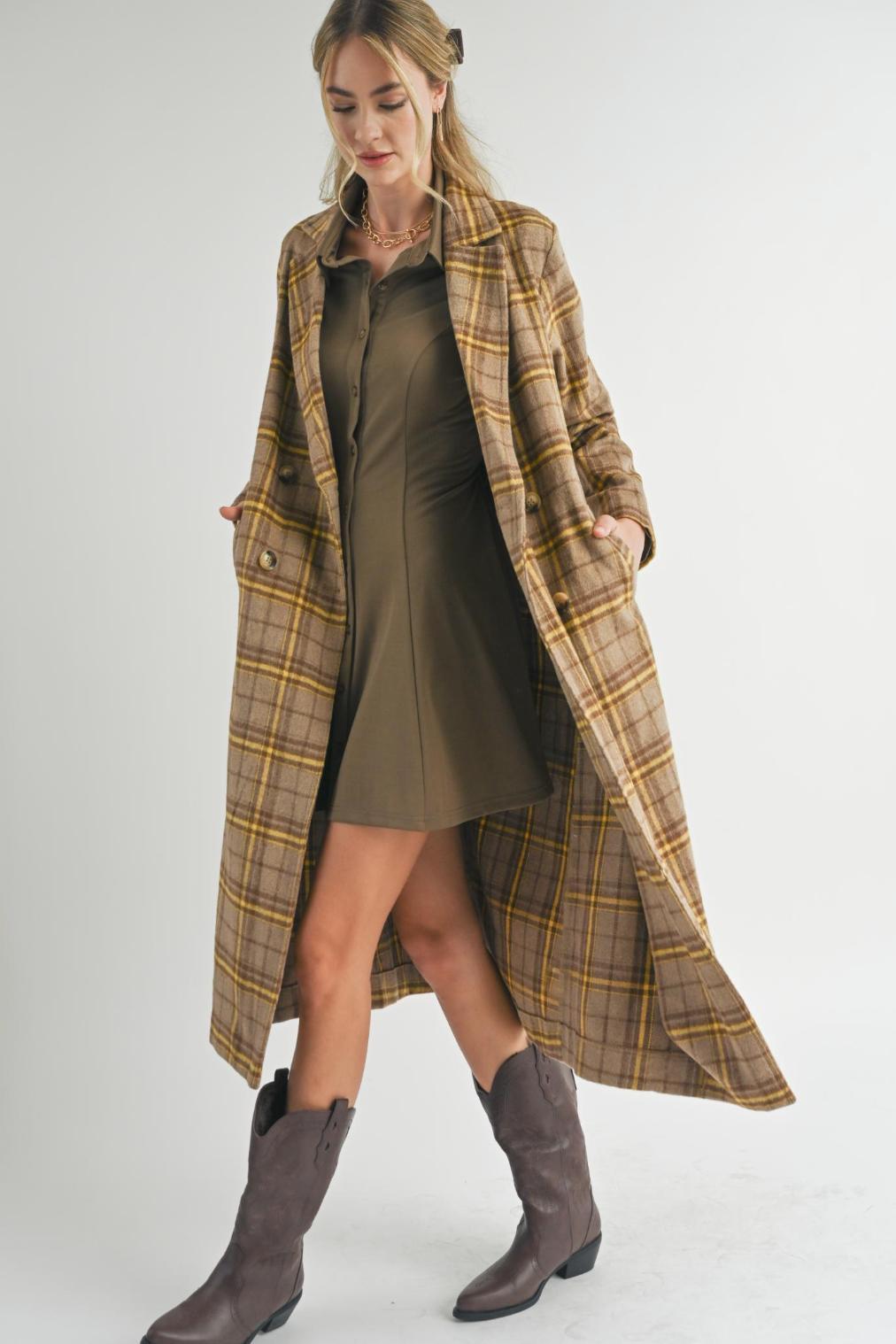 Jenny Long Plaid Coat Product Image