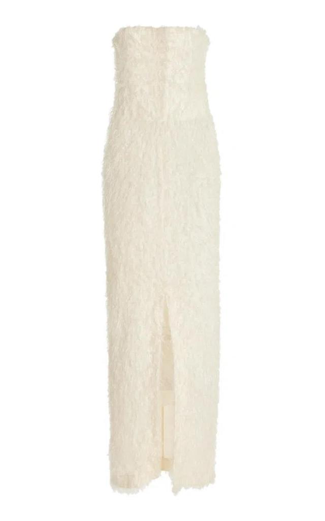 Off-white Strapless Fil Coupé Maxi Dress In Ecru Product Image