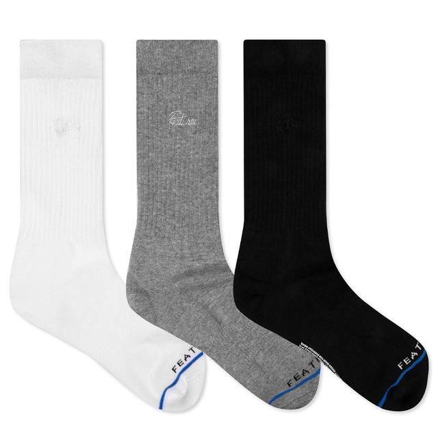 Tonal Script Crew Sock - Heather Grey/Black/White (3-Pack) Male Product Image