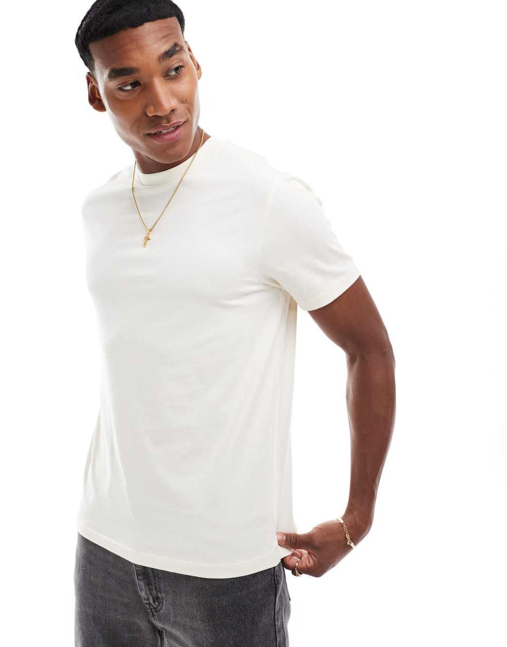 ASOS DESIGN T-shirt with back print in cream Product Image