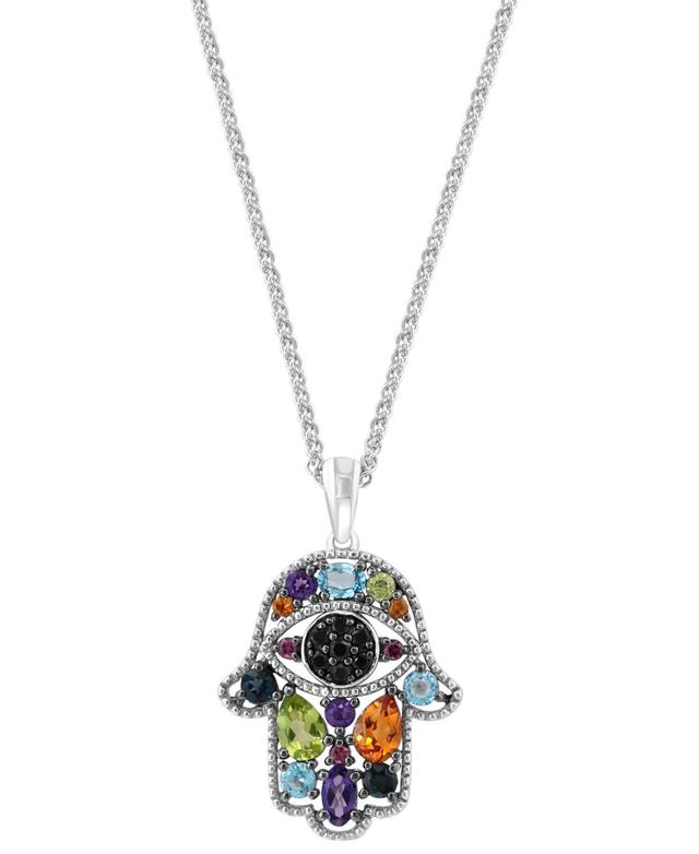 Effy Multi-Gemstone Hamsa Hand 18 Pendant Necklace (2-1/10 ct. t.w.) Sterling Silver Product Image