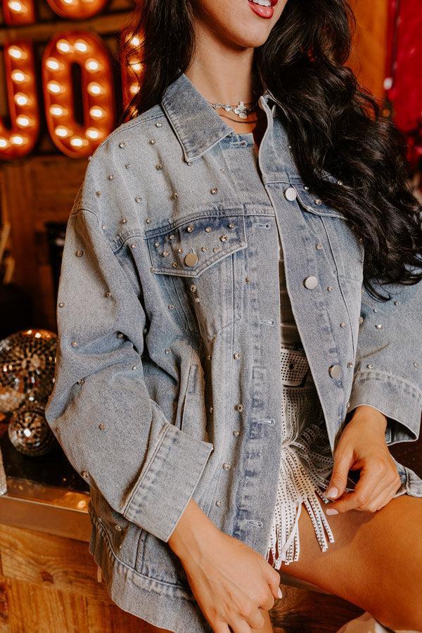 Easy To Style Rhinestone Denim Jacket Product Image