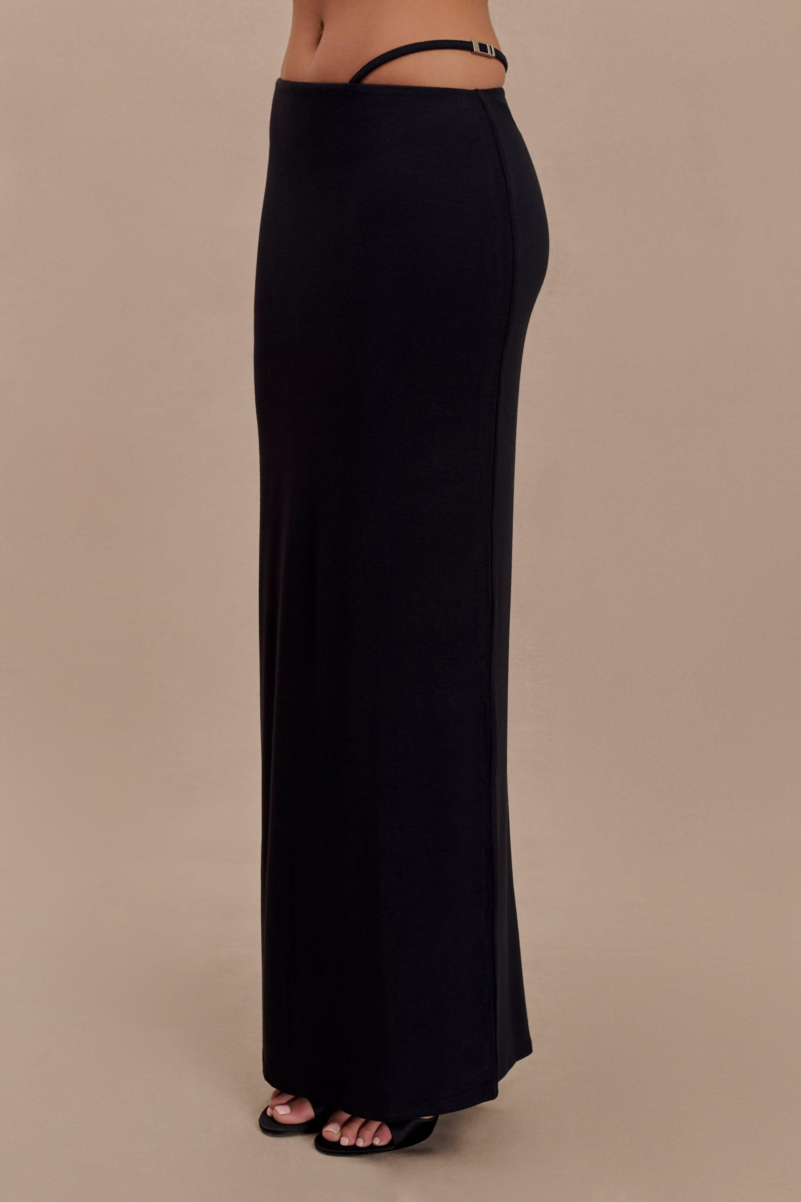 Natalia Modal Buckle Maxi Skirt - Black Product Image