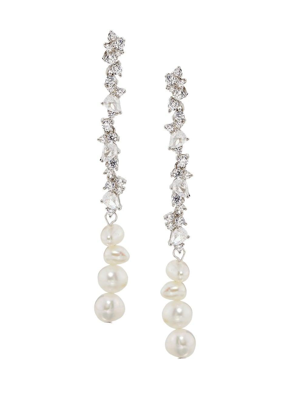 Womens Kalista Sterling Silver, Cubic Zirconia & Imitation Pearl Drop Earrings Product Image