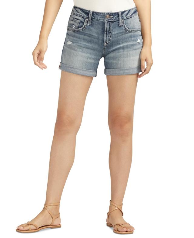 Silver Jeans Co. Womens Boyfriend Luxe Stretch Mid Rise Denim Shorts Product Image